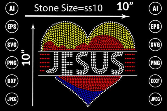 Jesus and Love Rhinestone Design for T-Shirt Graphics & Branding