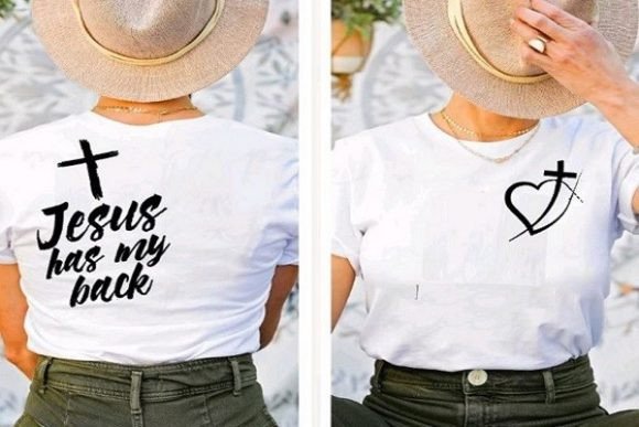 Jesus Has My Back Black Graphics & T-Shirt Designs